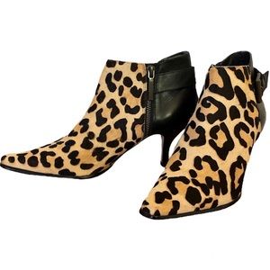 Donald J. Pliner Boots Booties Calf Hair Leopard Stiletto Kitten Heel Size 9